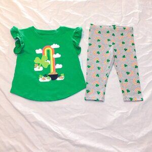 Baby Toddler Girl St Patricks Day Outfit Rainbow 2 pce Pants 12 Month NEW